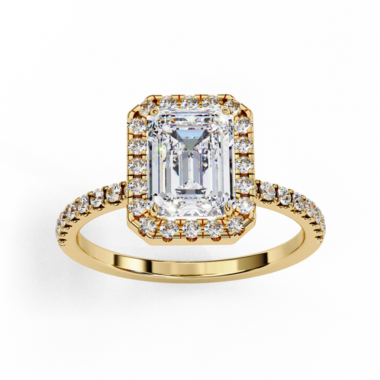 Lab Grown Diamond Solitaire Ring Emerald Stone (2.08ct) In 14K Gold