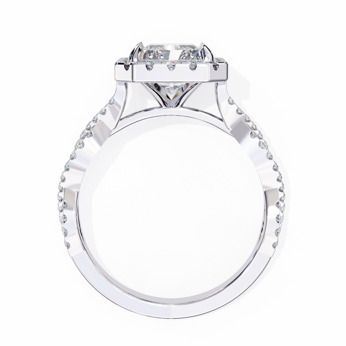 LGD Solitaire Ring Radiant Stone (3.45ct) In 14K Gold