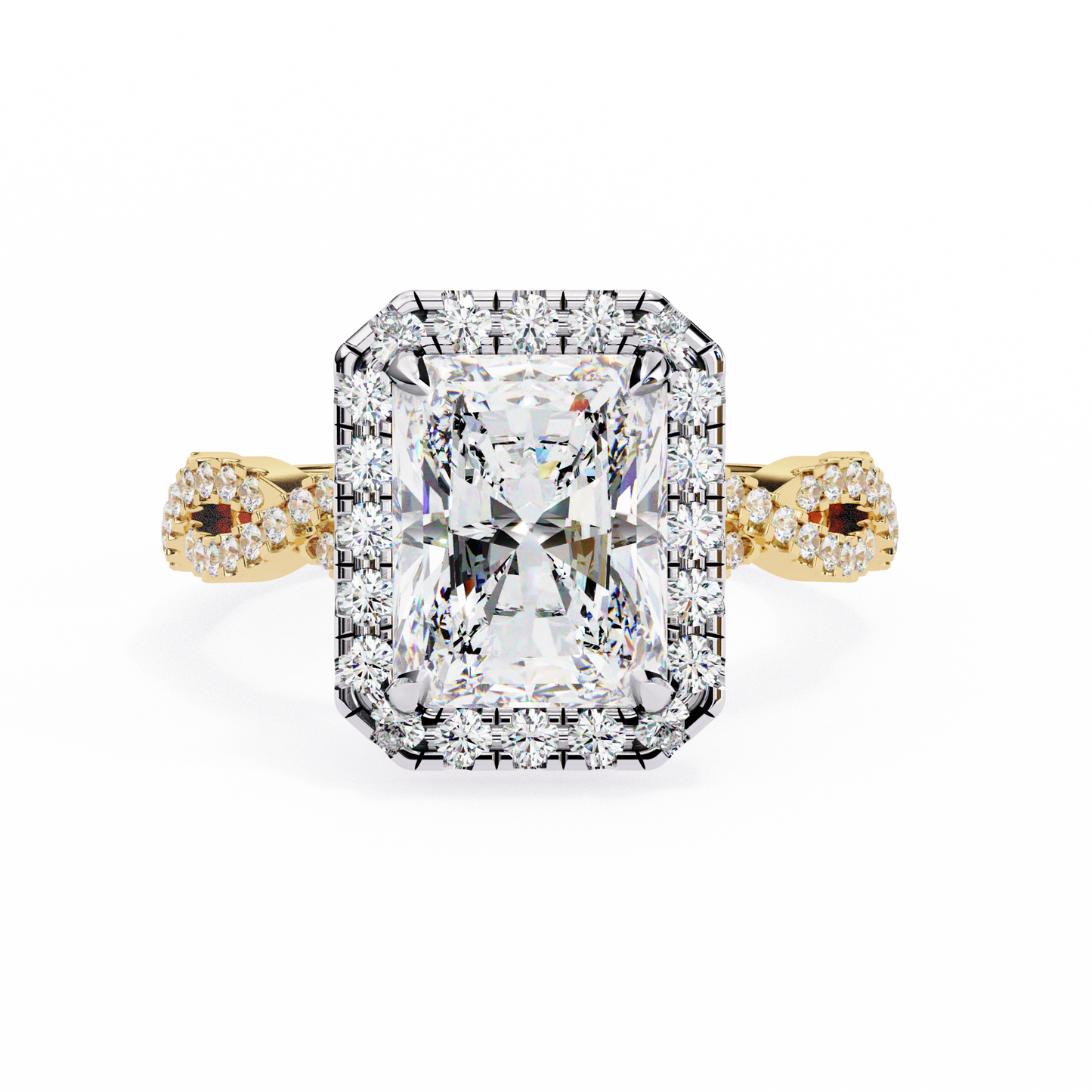 LGD Solitaire Ring Radiant Stone (3.45ct) In 14K Gold