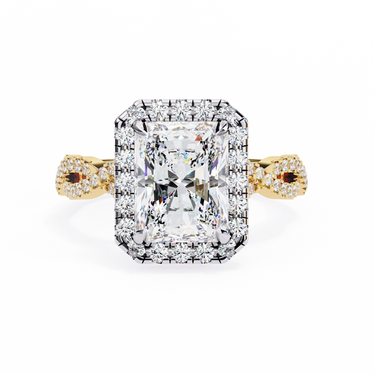 LGD Solitaire Ring Radiant Stone (3.45ct) In 14K Gold