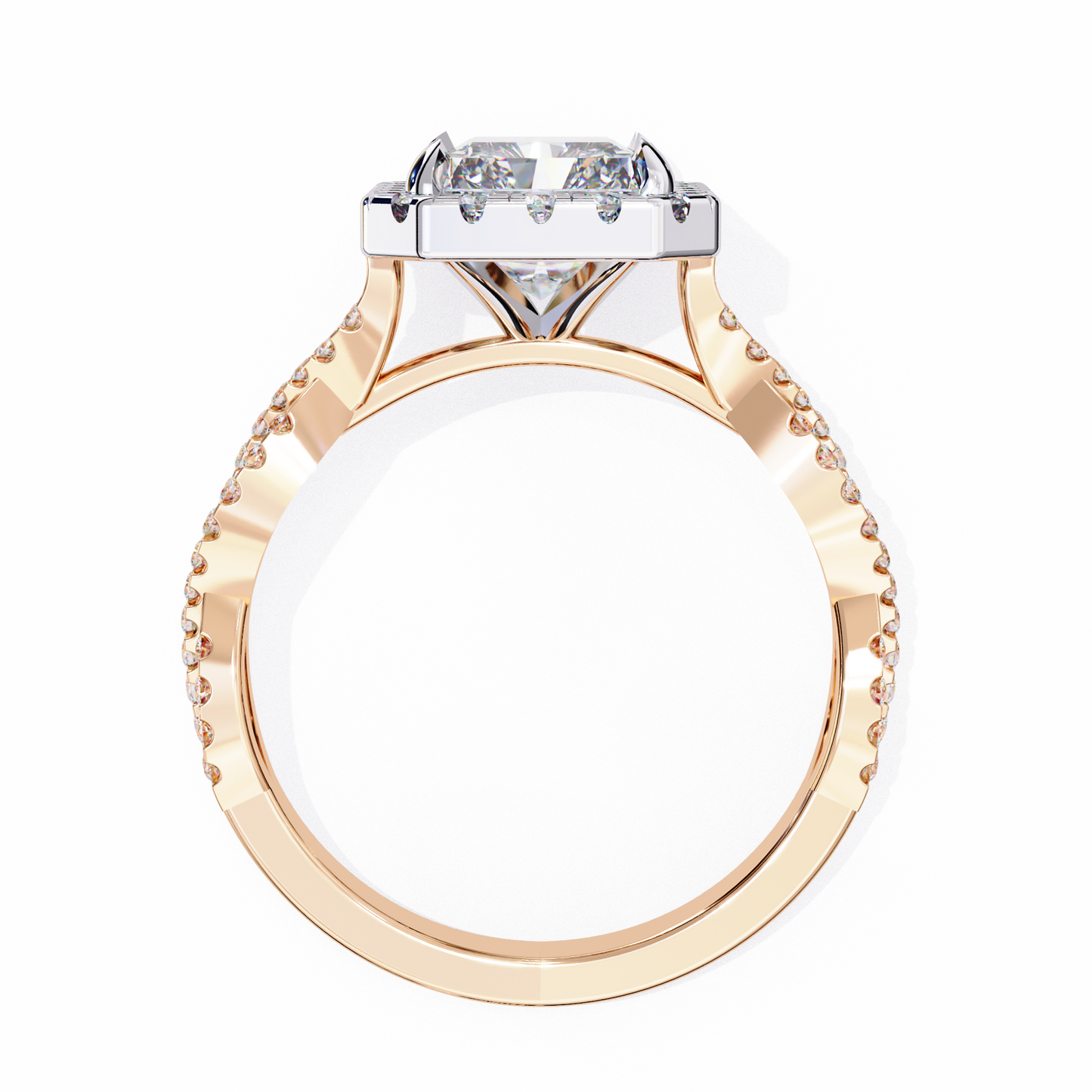 LGD Solitaire Ring Radiant Stone (3.45ct) In 14K Gold