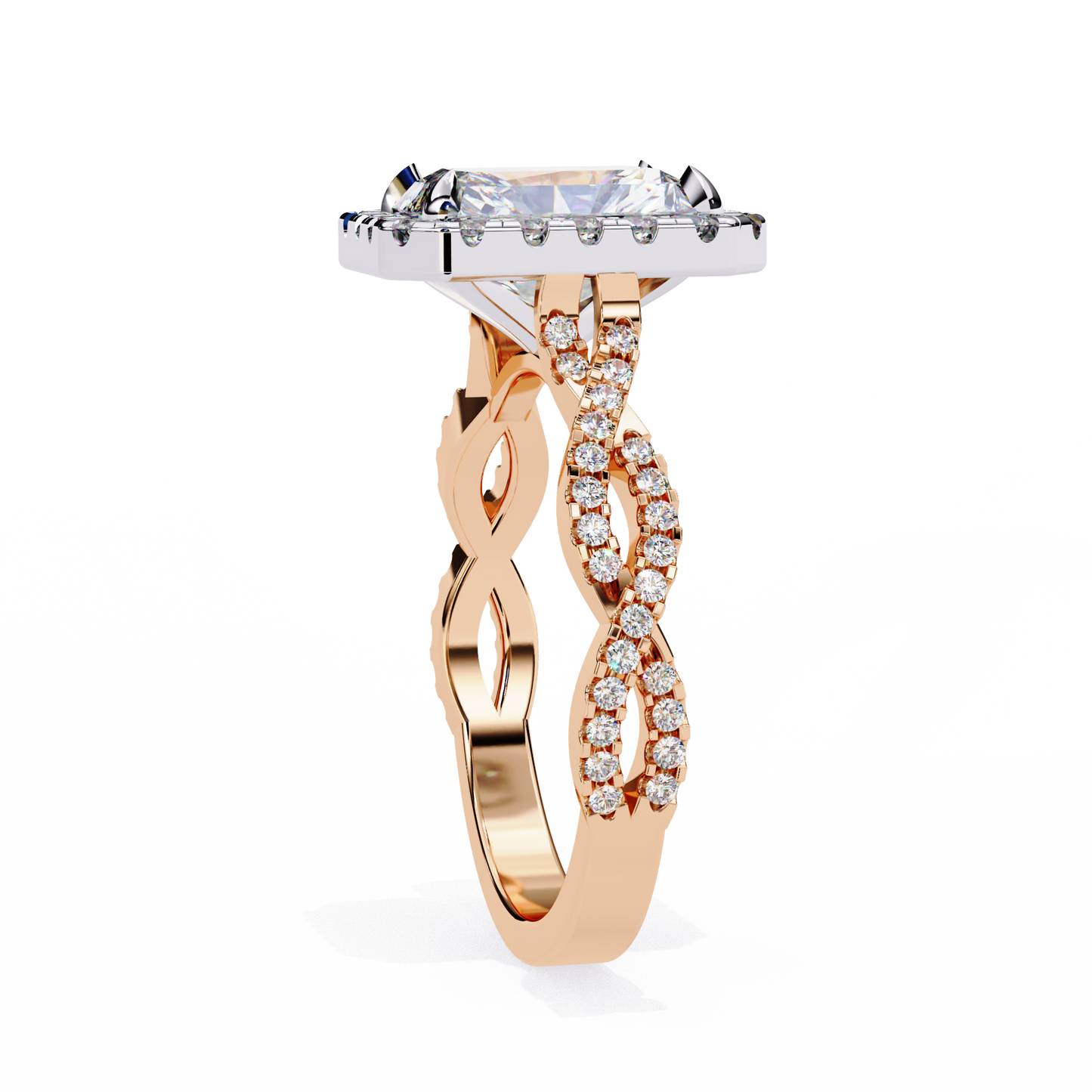 LGD Solitaire Ring Radiant Stone (3.45ct) In 14K Gold