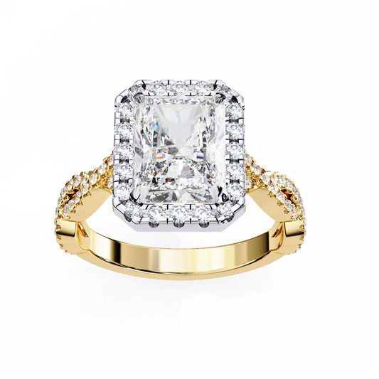 LGD Solitaire Ring Radiant Stone (3.45ct) In 14K Gold