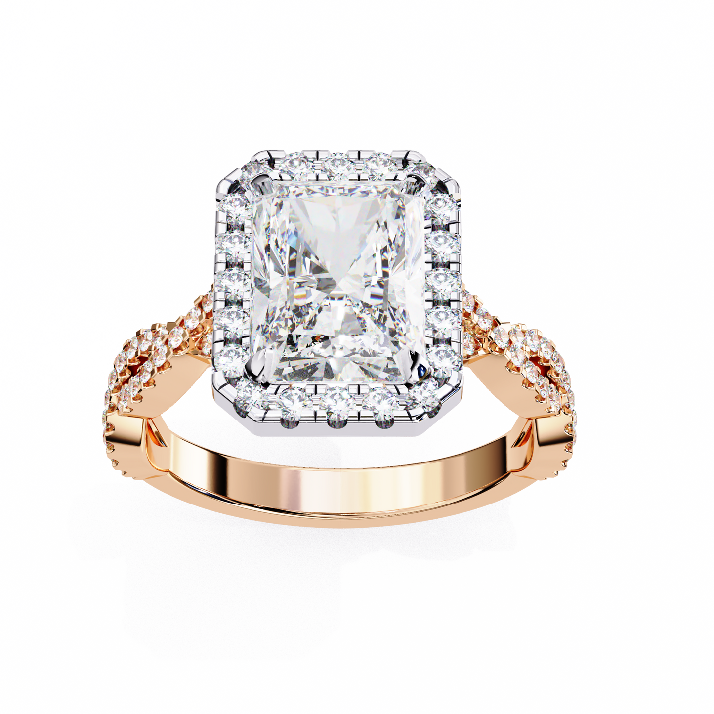 LGD Solitaire Ring Radiant Stone (3.45ct) In 14K Gold