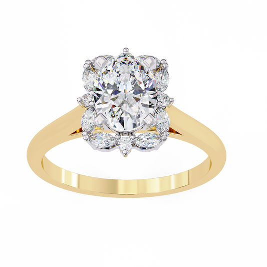 Lab Grown Diamond Solitaire Ring Oval Stone (1.29ct) In 14K Gold
