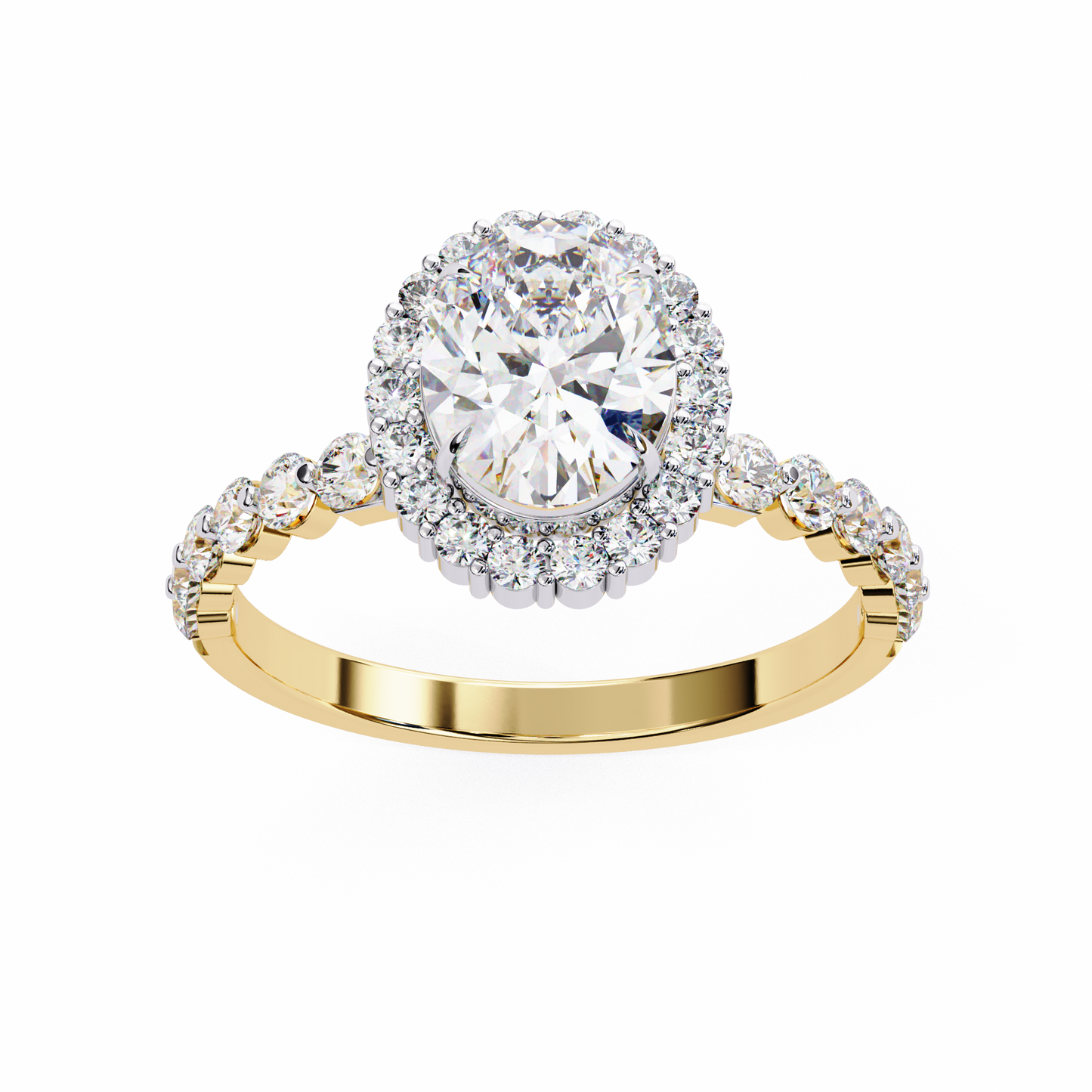 LGD Solitaire Ring Oval Stone (1.74ct) In 14K Gold