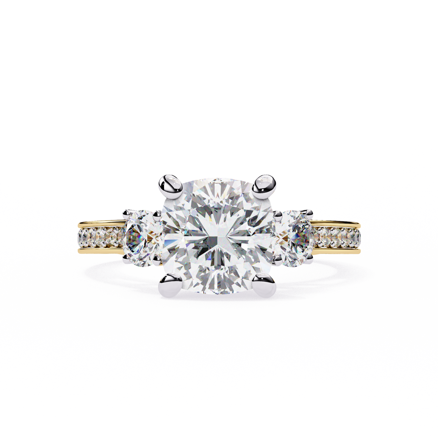 LGD Solitaire Ring Cushion Square Stone (3.31ct) In 14K Gold #LGD-CU-CD139