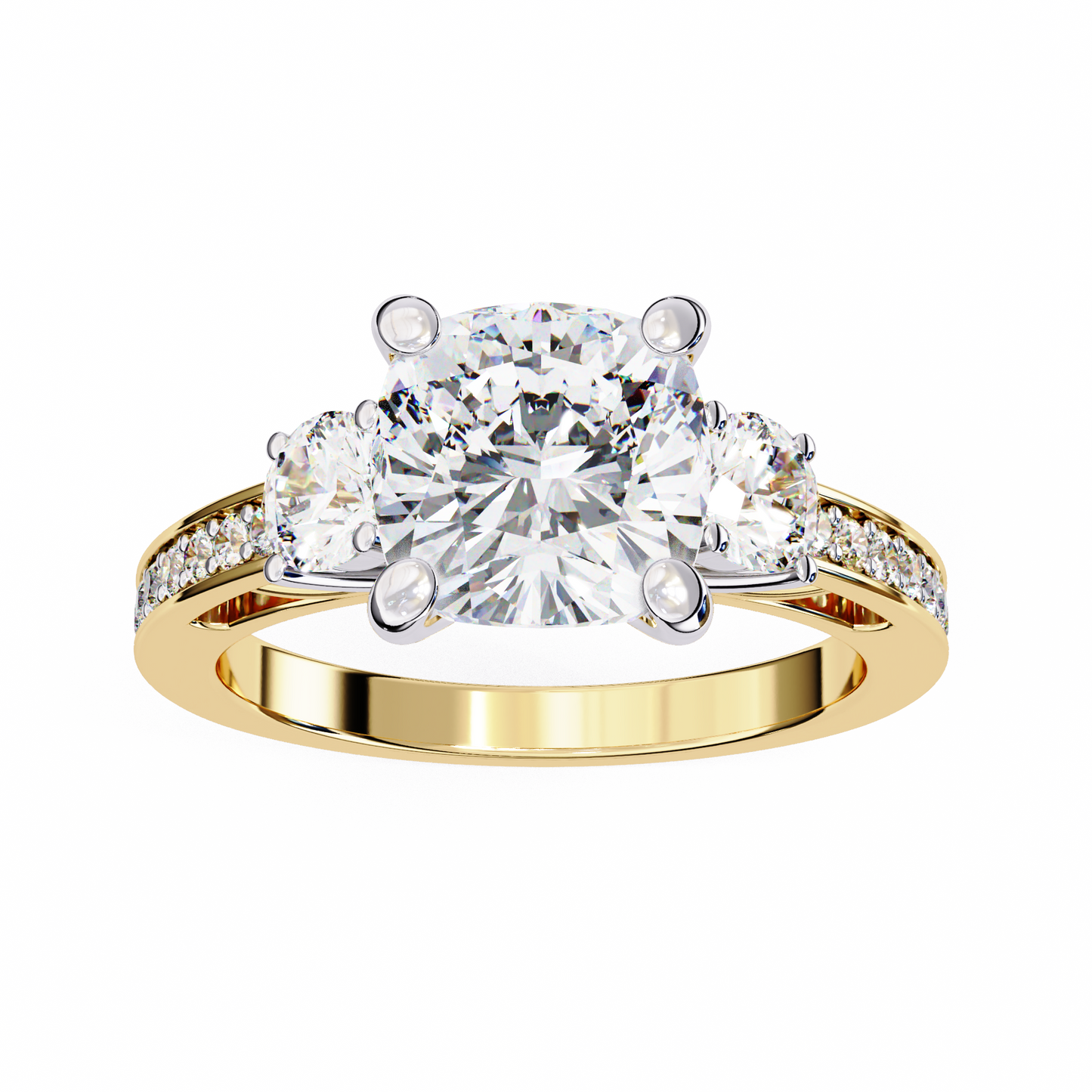 LGD Solitaire Ring Cushion Square Stone (3.31ct) In 14K Gold #LGD-CU-CD139