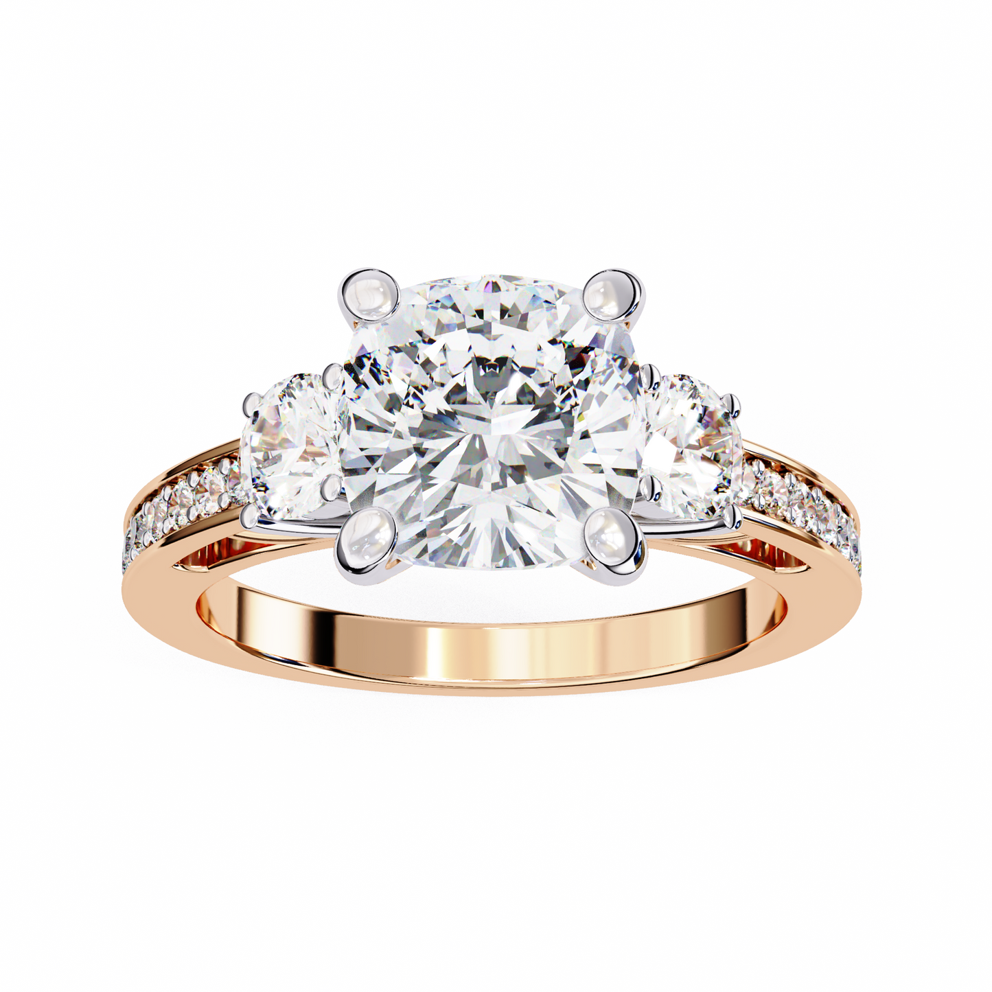 LGD Solitaire Ring Cushion Square Stone (3.31ct) In 14K Gold #LGD-CU-CD139