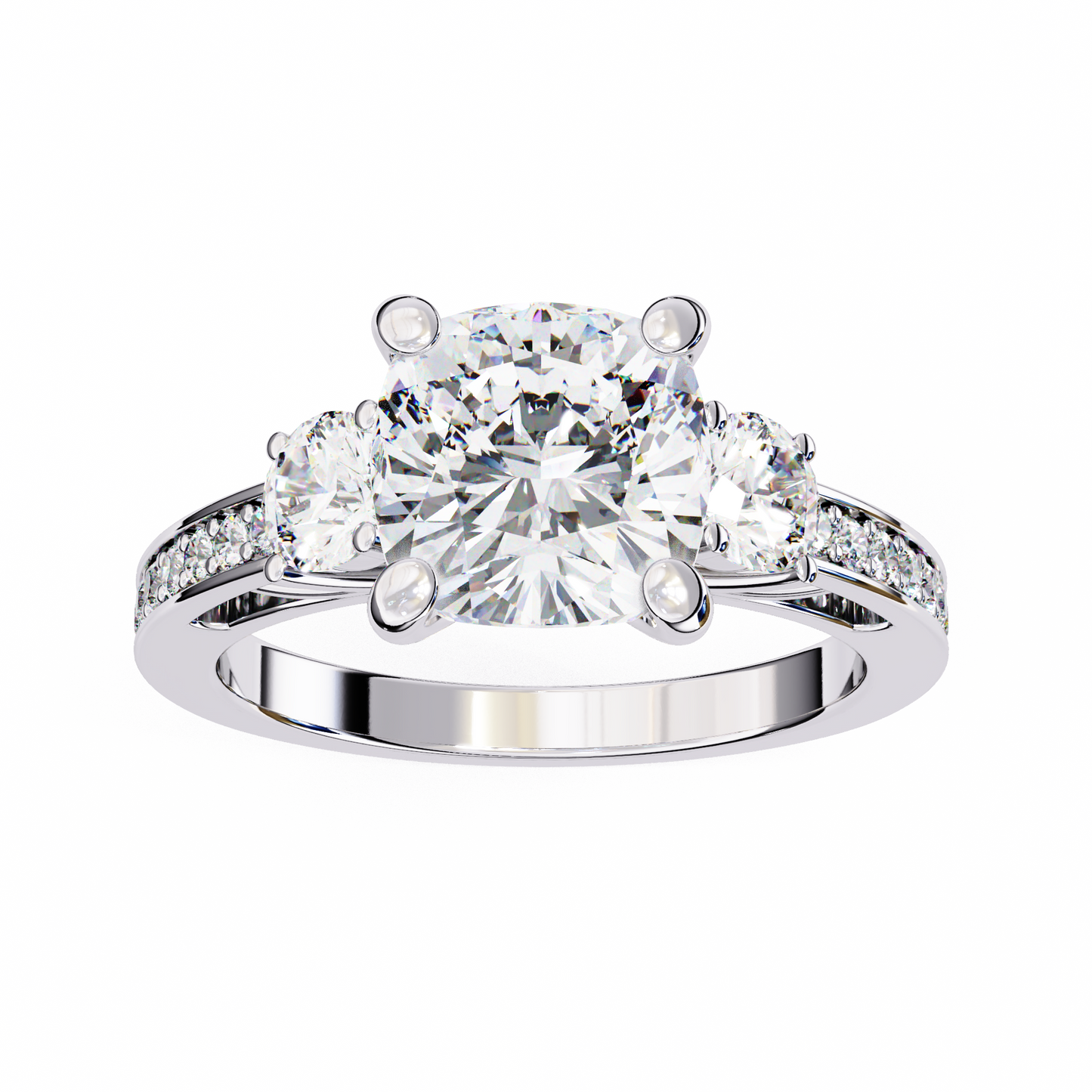 LGD Solitaire Ring Cushion Square Stone (3.31ct) In 14K Gold #LGD-CU-CD139