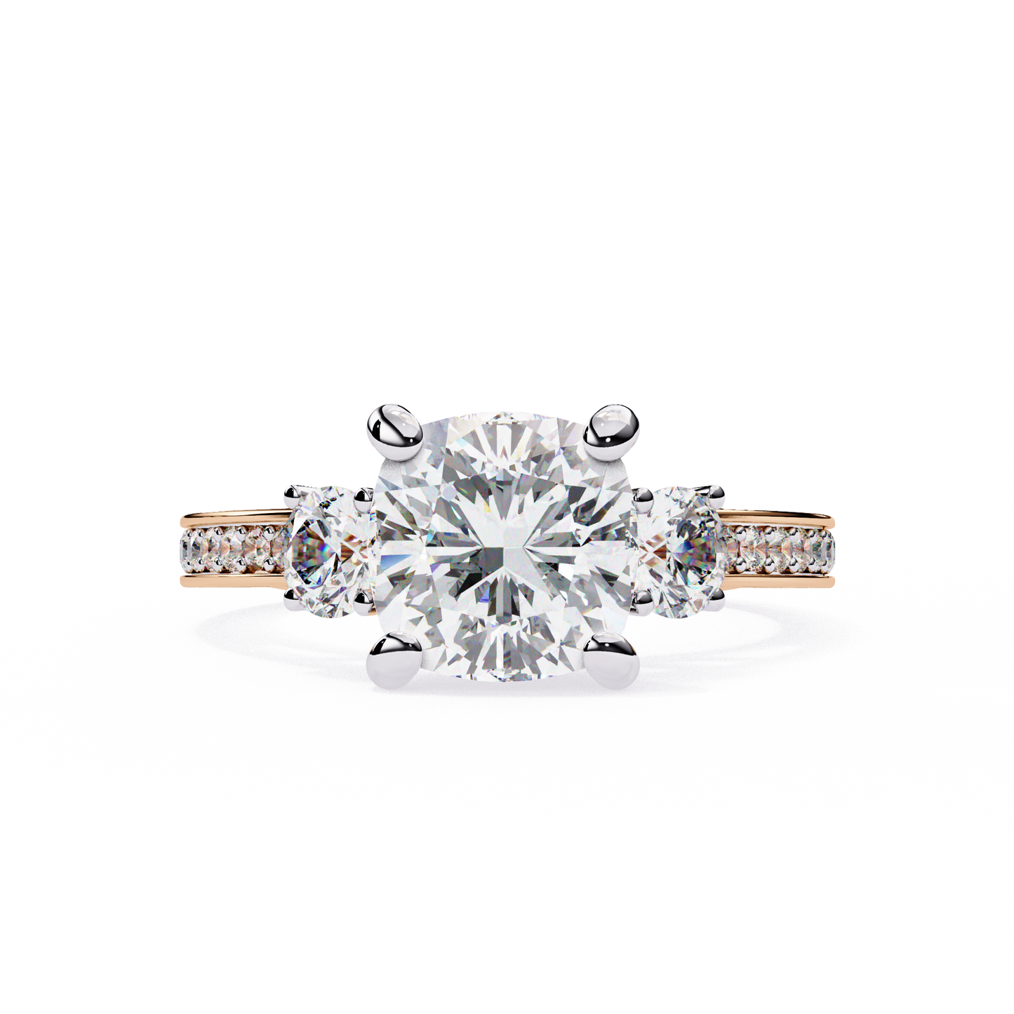 LGD Solitaire Ring Cushion Square Stone (3.31ct) In 14K Gold #LGD-CU-CD139