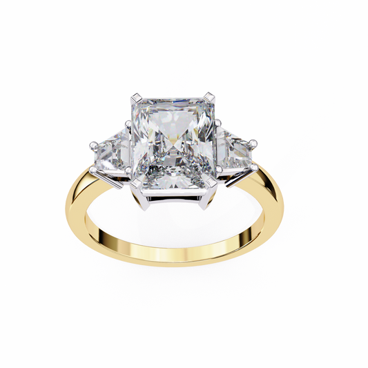Lab Grown Diamond Solitaire Radiant Stone (4.19ct) RIng In 14K Gold