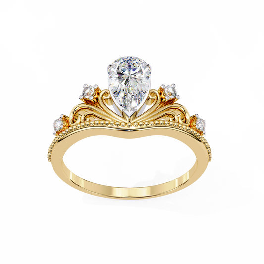 Lab Grown Diamond Solitaire Ring Pear Stone (1.10ct) In 14K Gold
