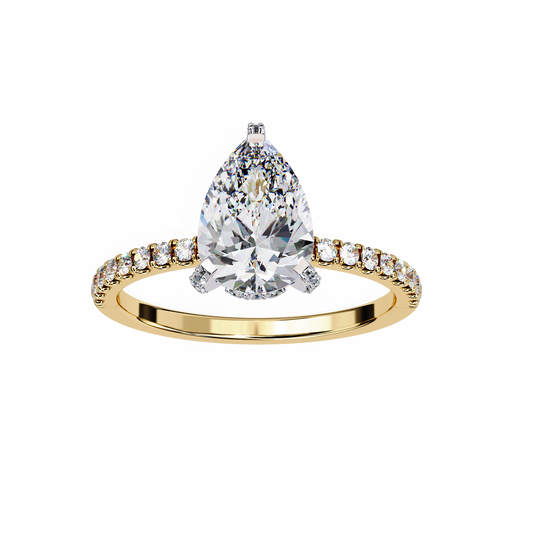 Lab Grown Diamond Ring Pear Stone (1.53ct) In 14K Gold
