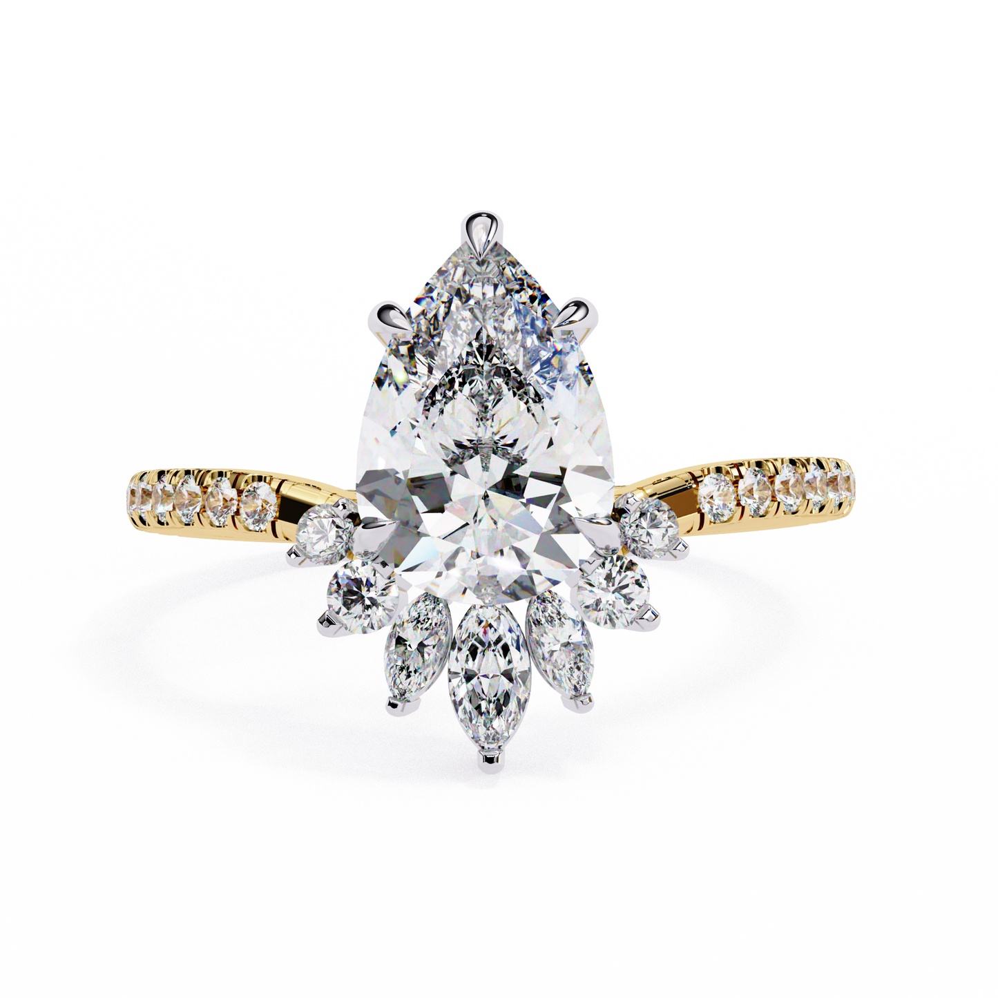 LGD Solitaire Ring Pear Stone(2.26ct )In 14k Gold