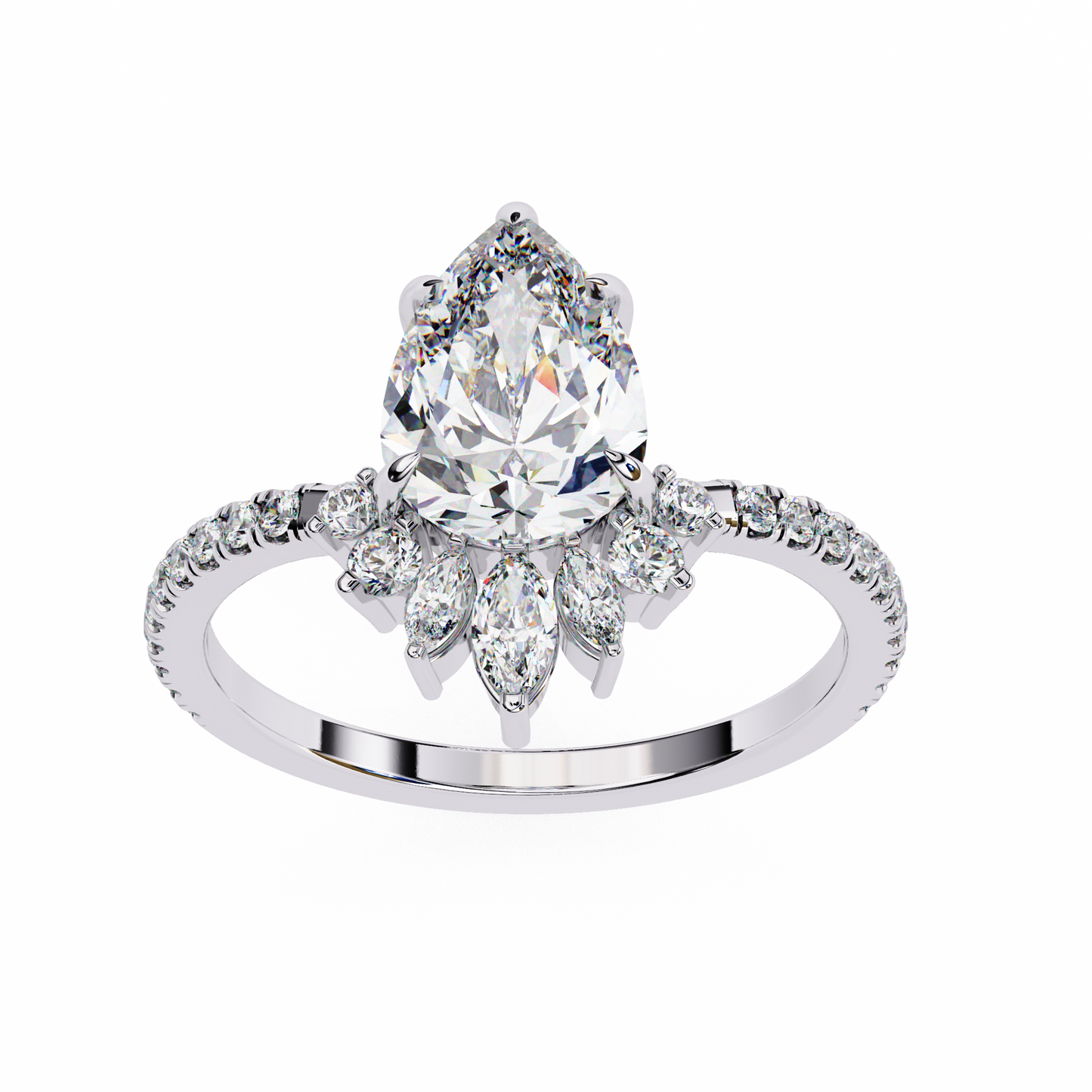LGD Solitaire Ring Pear Stone(2.26ct )In 14k Gold