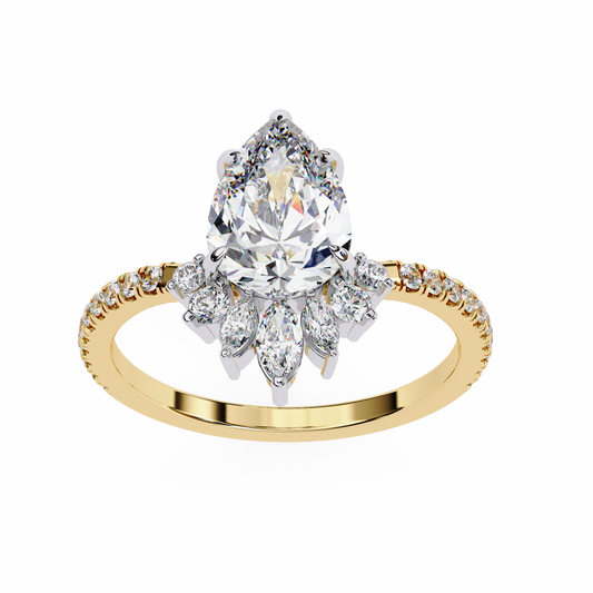 Lab Grown Diamond Solitaire Ring Pear Stone(2.26ct )In 14k Gold