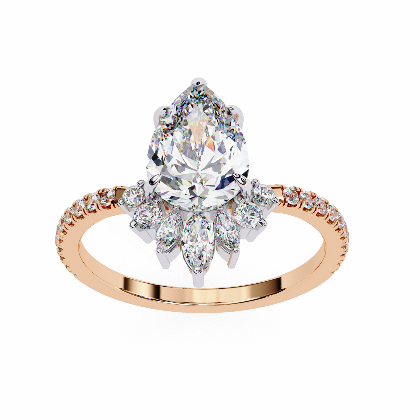 LGD Solitaire Ring Pear Stone(2.26ct )In 14k Gold