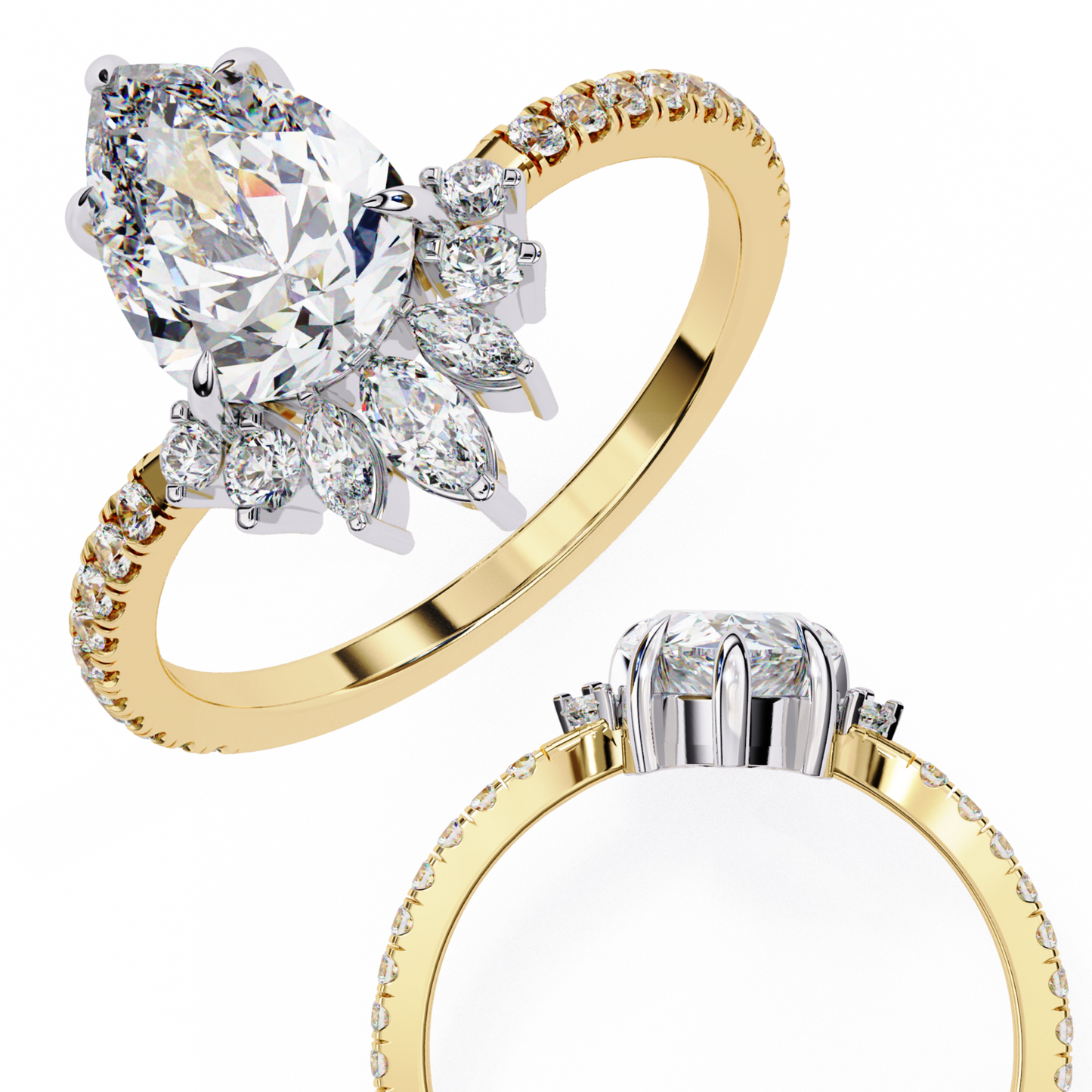 LGD Solitaire Ring Pear Stone(2.26ct )In 14k Gold