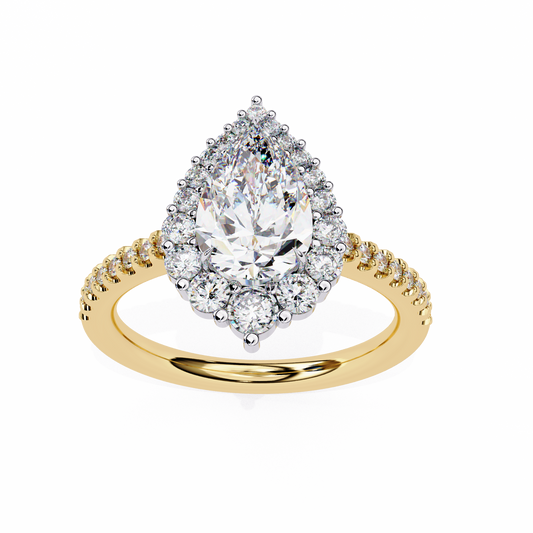 Lab Grown Diamond Solitaire Ring Pear Stone(2.34ct )In 14k Gold
