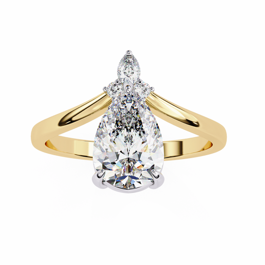 Lab Grown Diamond Solitaire Ring Pear Stone (2.94ct) In 14K Gold