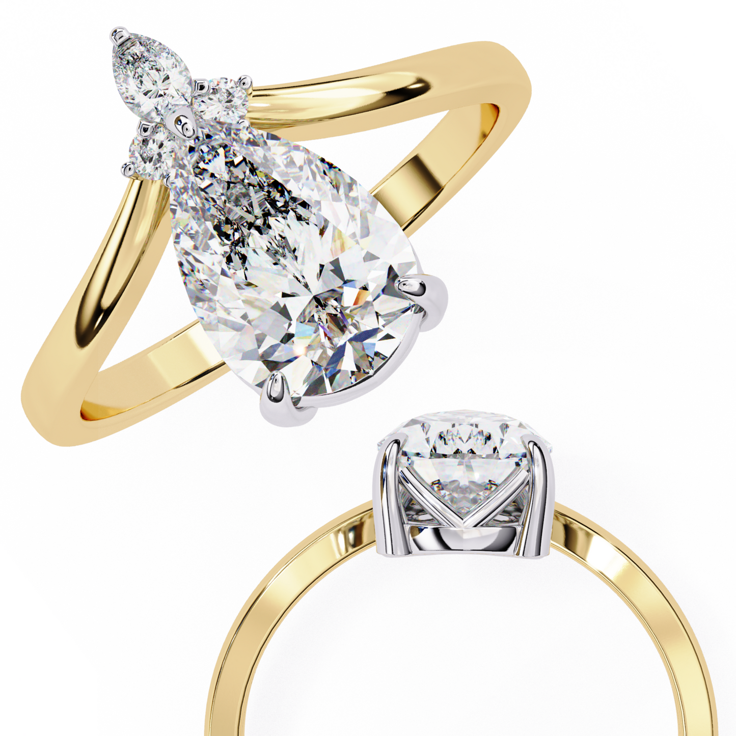 LGD Solitaire Ring Pear Stone (2.94ct) In 14K Gold #LGD-PE-CD147