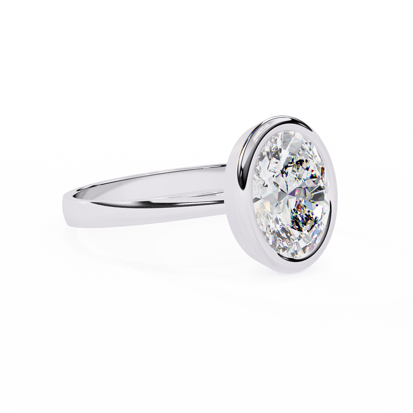LGD Solitaire Ring Oval Stone (2.42ct) In 14K Gold