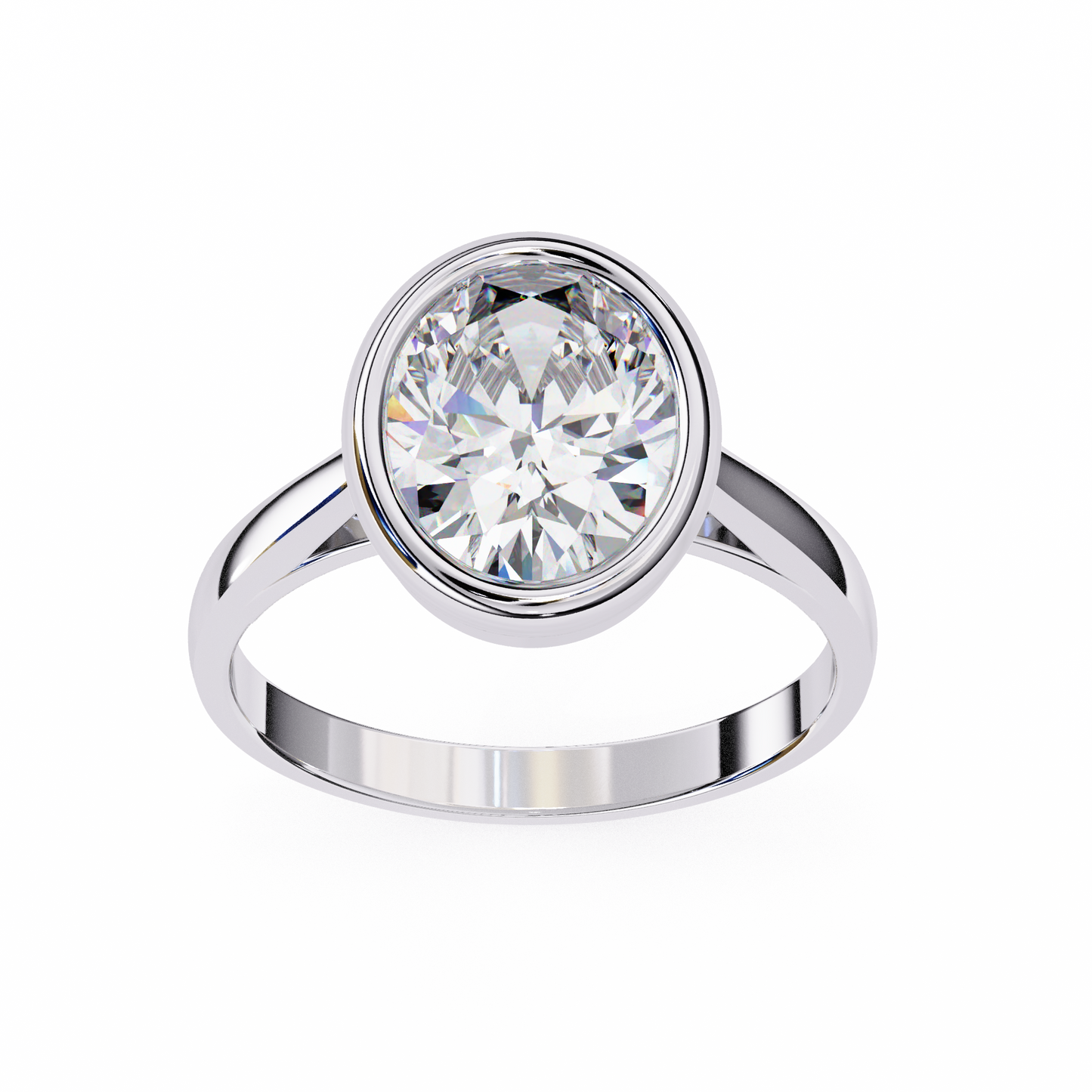 LGD Solitaire Ring Oval Stone (2.42ct) In 14K Gold
