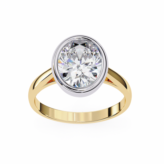 Lab Grown Diamond Solitaire Ring Oval Stone (2.42ct) In 14K Gold