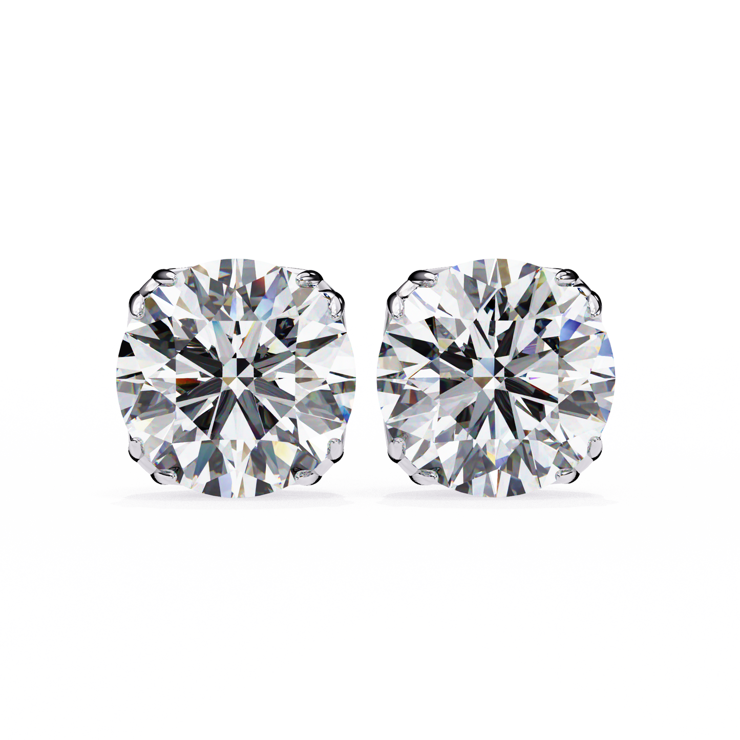 LGD Solitaire Ear Studs Round Stone (2.58ct Pair) In 14K Gold