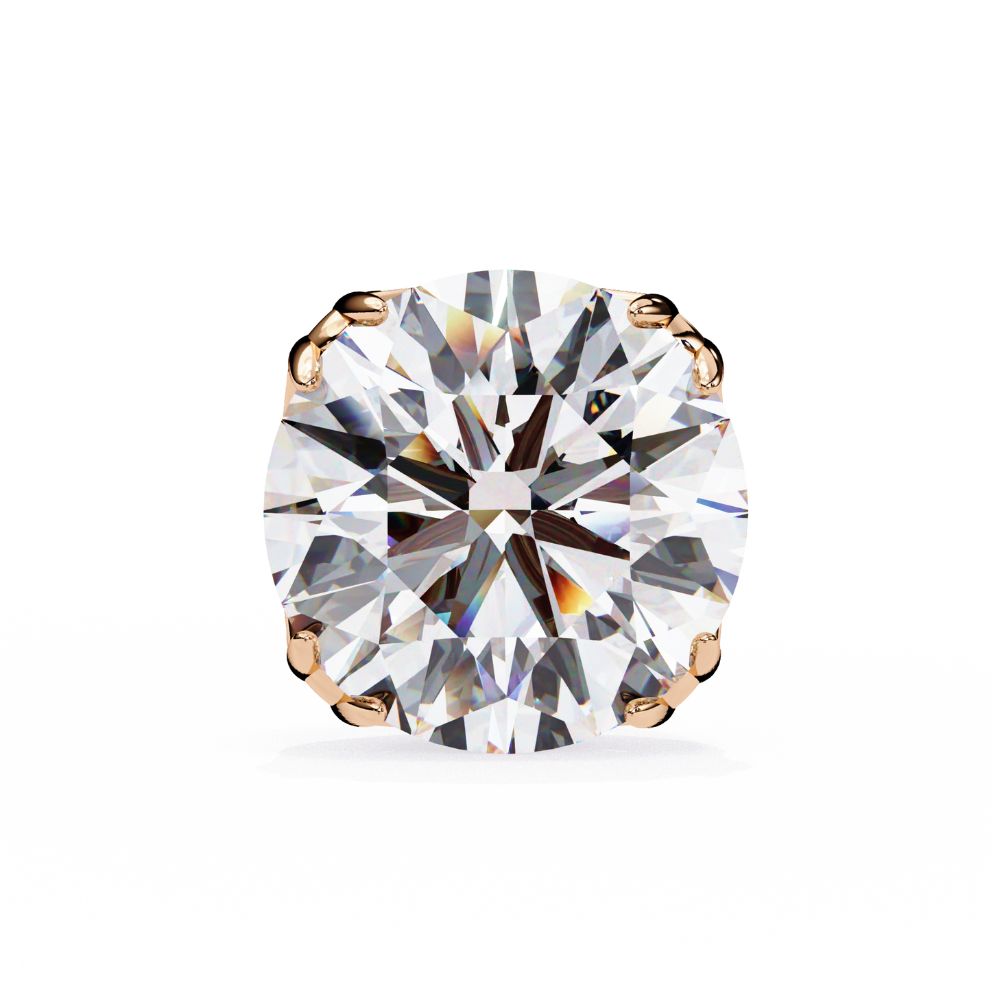 LGD Solitaire Ear Studs Round Stone (2.58ct Pair) In 14K Gold