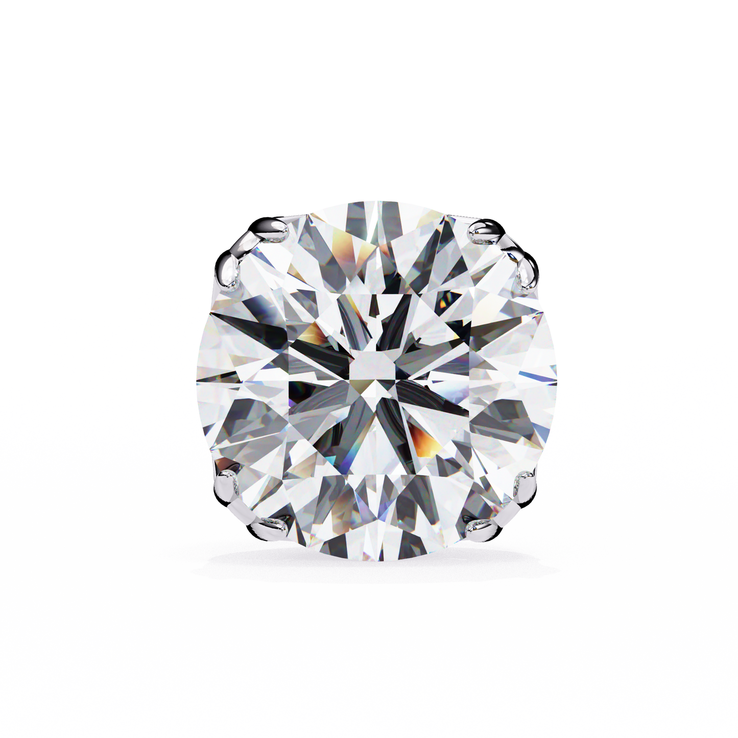 LGD Solitaire Ear Studs Round Stone (2.58ct Pair) In 14K Gold