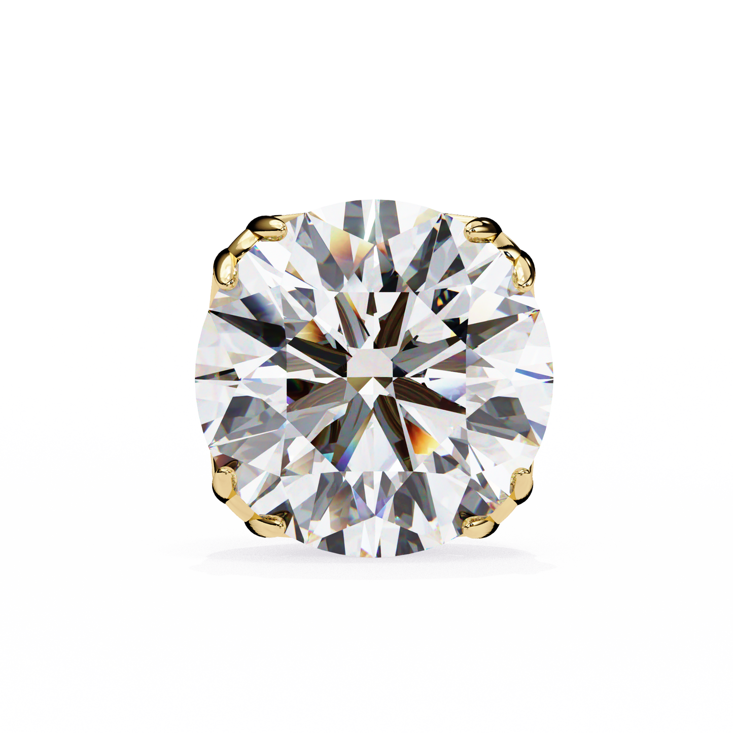 LGD Solitaire Ear Studs Round Stone (2.58ct Pair) In 14K Gold