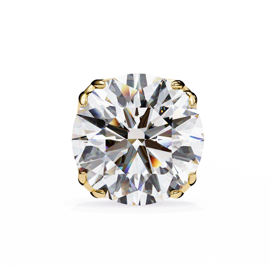 Lab Grown Diamond Solitaire Ear Studs Round Stone (2.58ct Pair) In 14K Gold