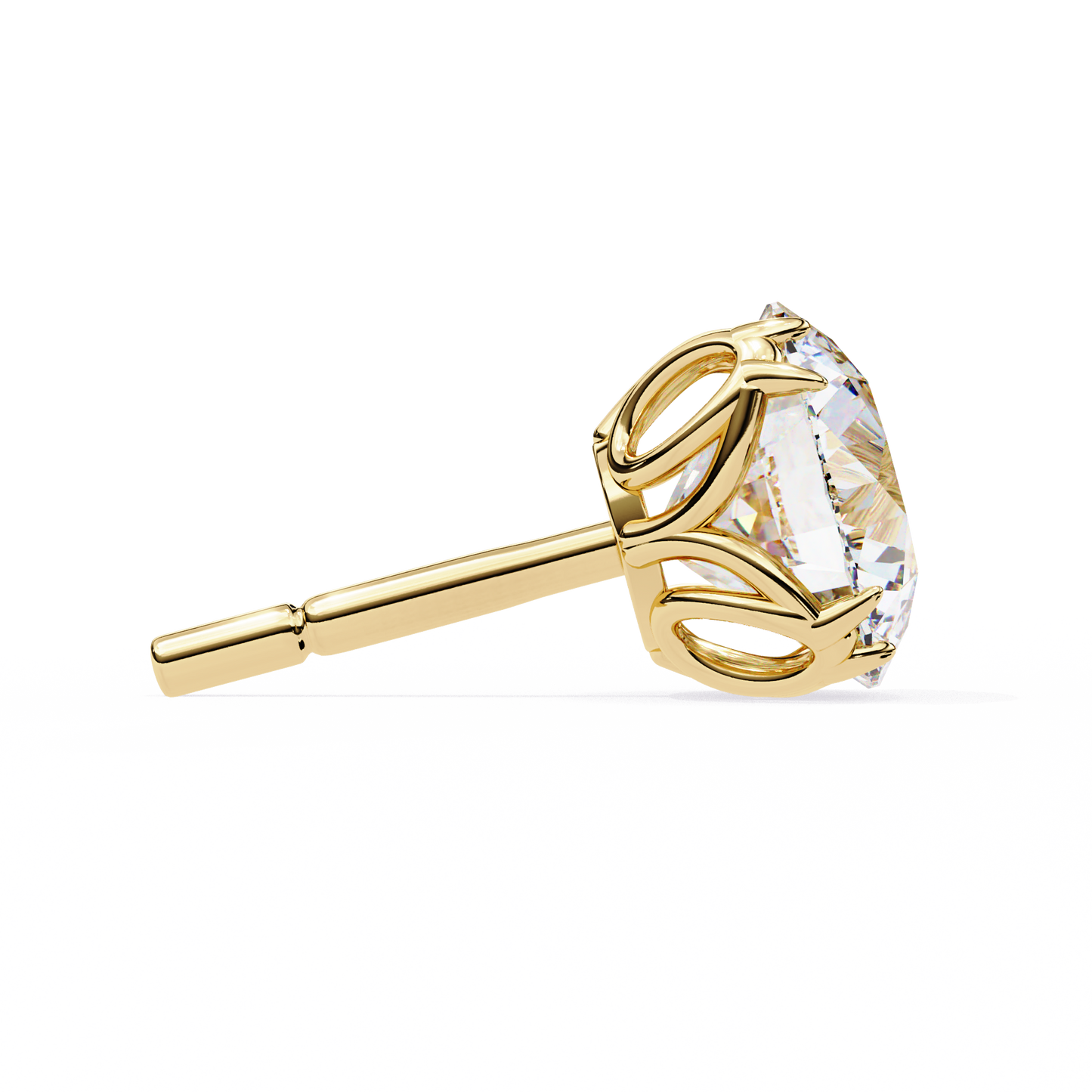 LGD Solitaire Ear Studs Round Stone (2.58ct Pair) In 14K Gold