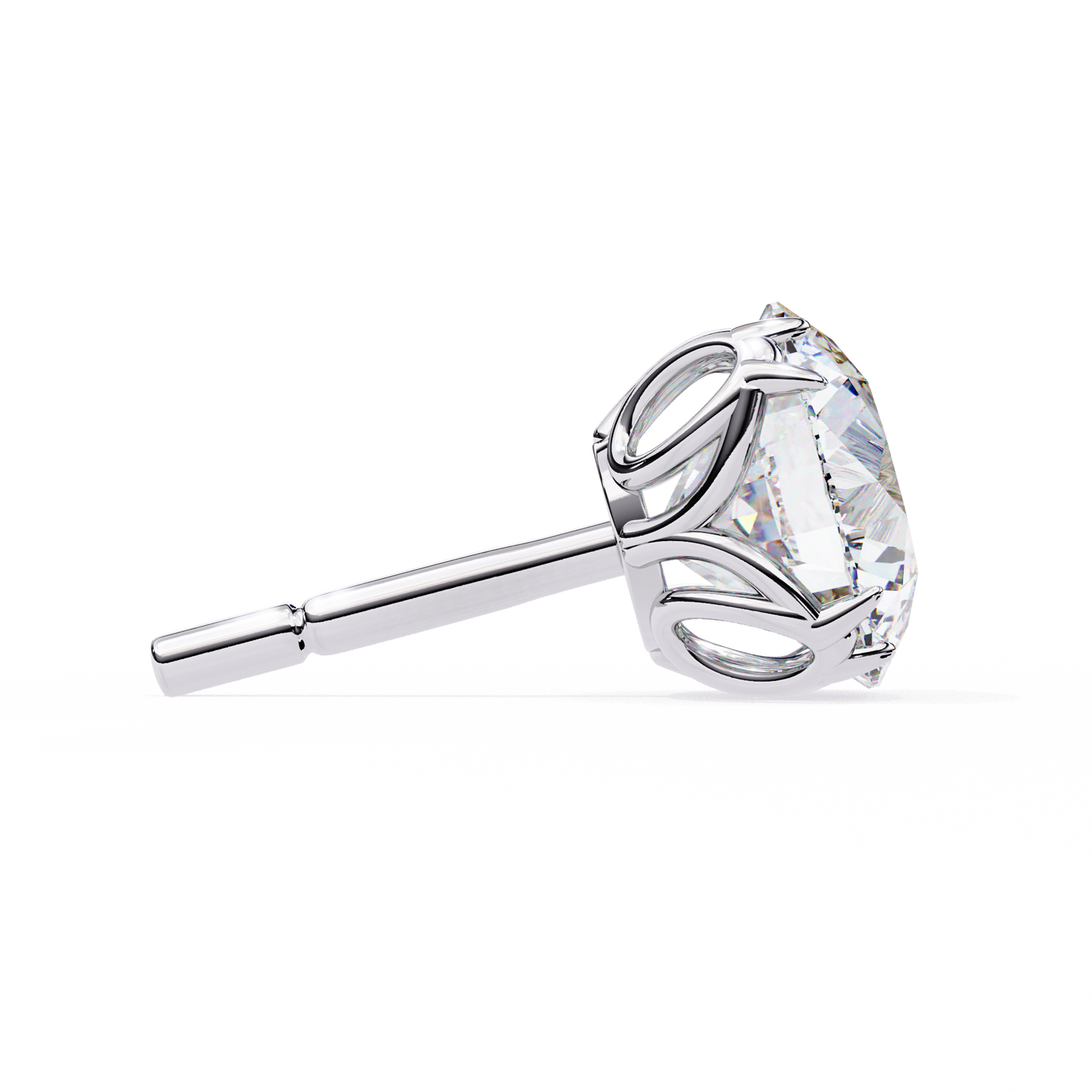 LGD Solitaire Ear Studs Round Stone (2.58ct Pair) In 14K Gold