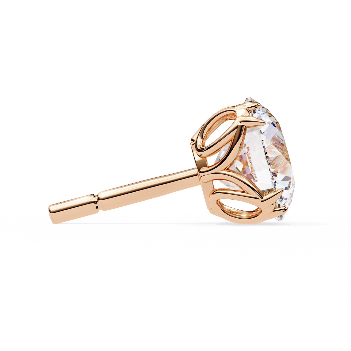 LGD Solitaire Ear Studs Round Stone (2.58ct Pair) In 14K Gold