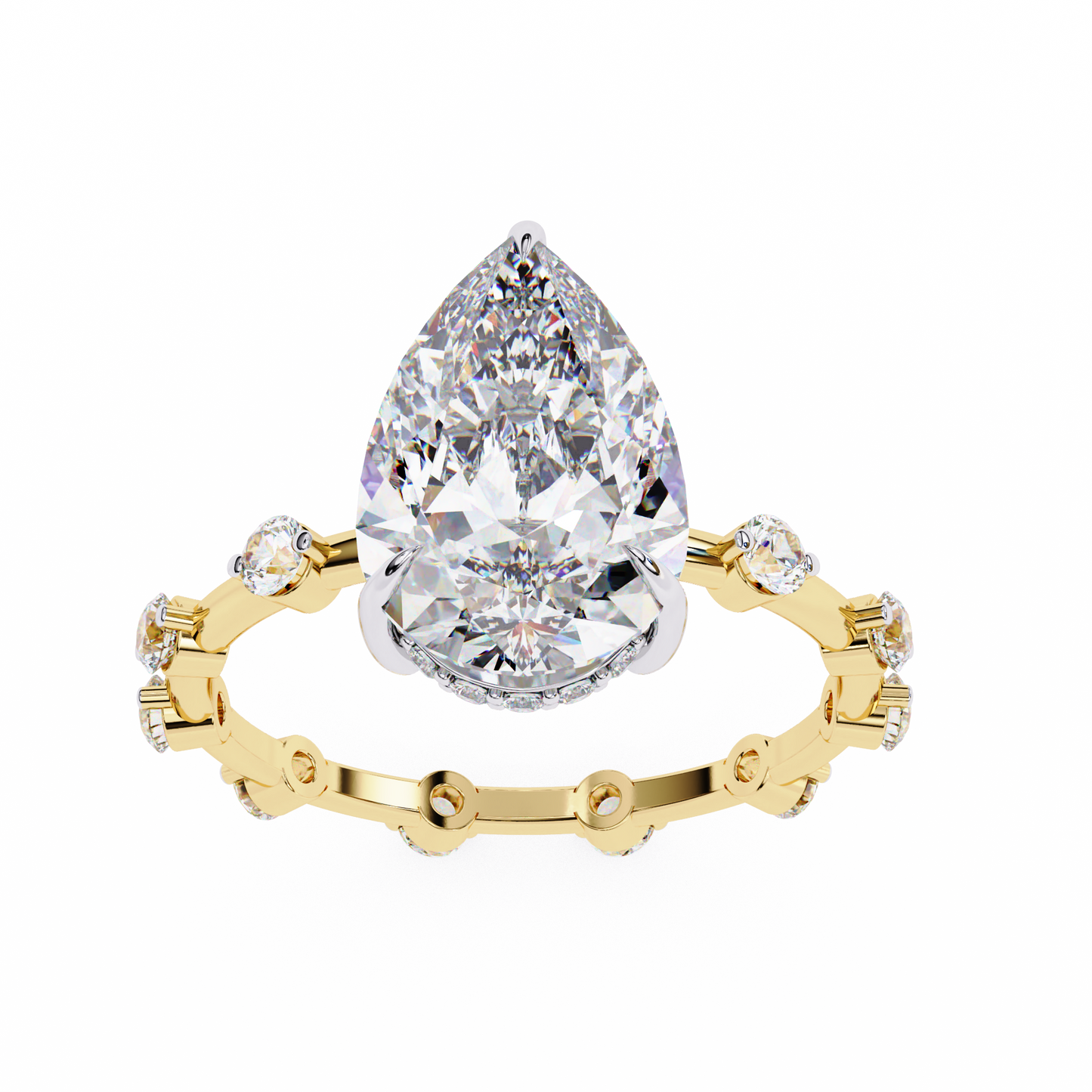 LGD Solitaire Ring Pear Stone (3.55ct) In 14K Gold #LGD-PE-CD151