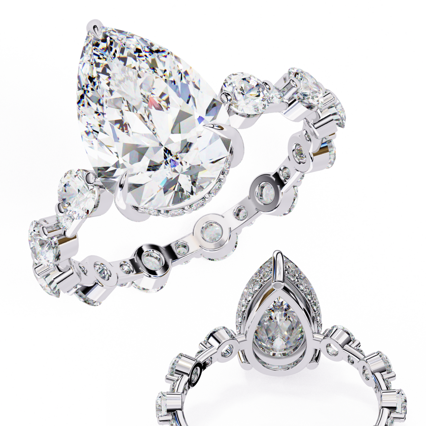 LGD Solitaire Ring Pear Stone (4.41ct) In 14K Gold