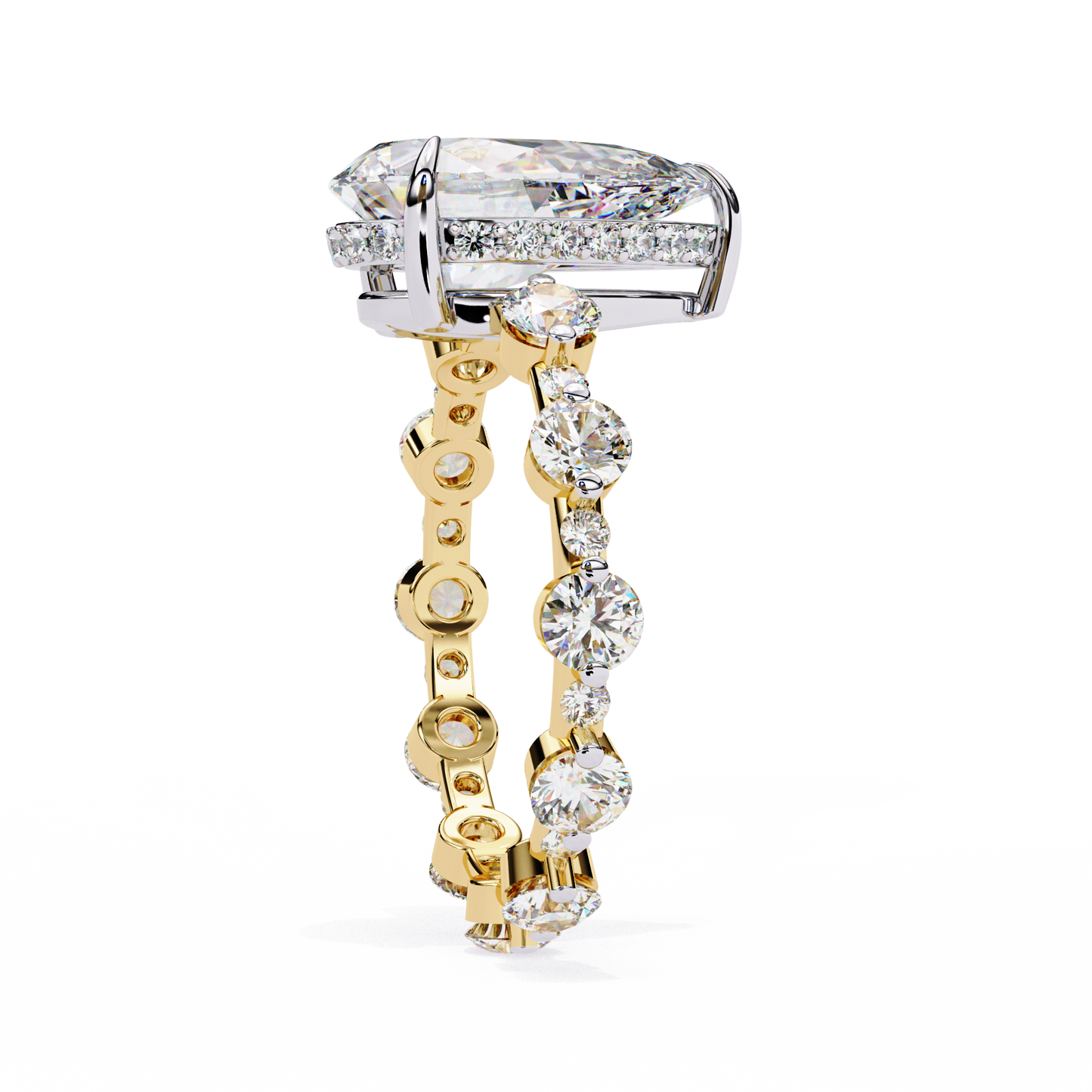 LGD Solitaire Ring Pear Stone (4.41ct) In 14K Gold