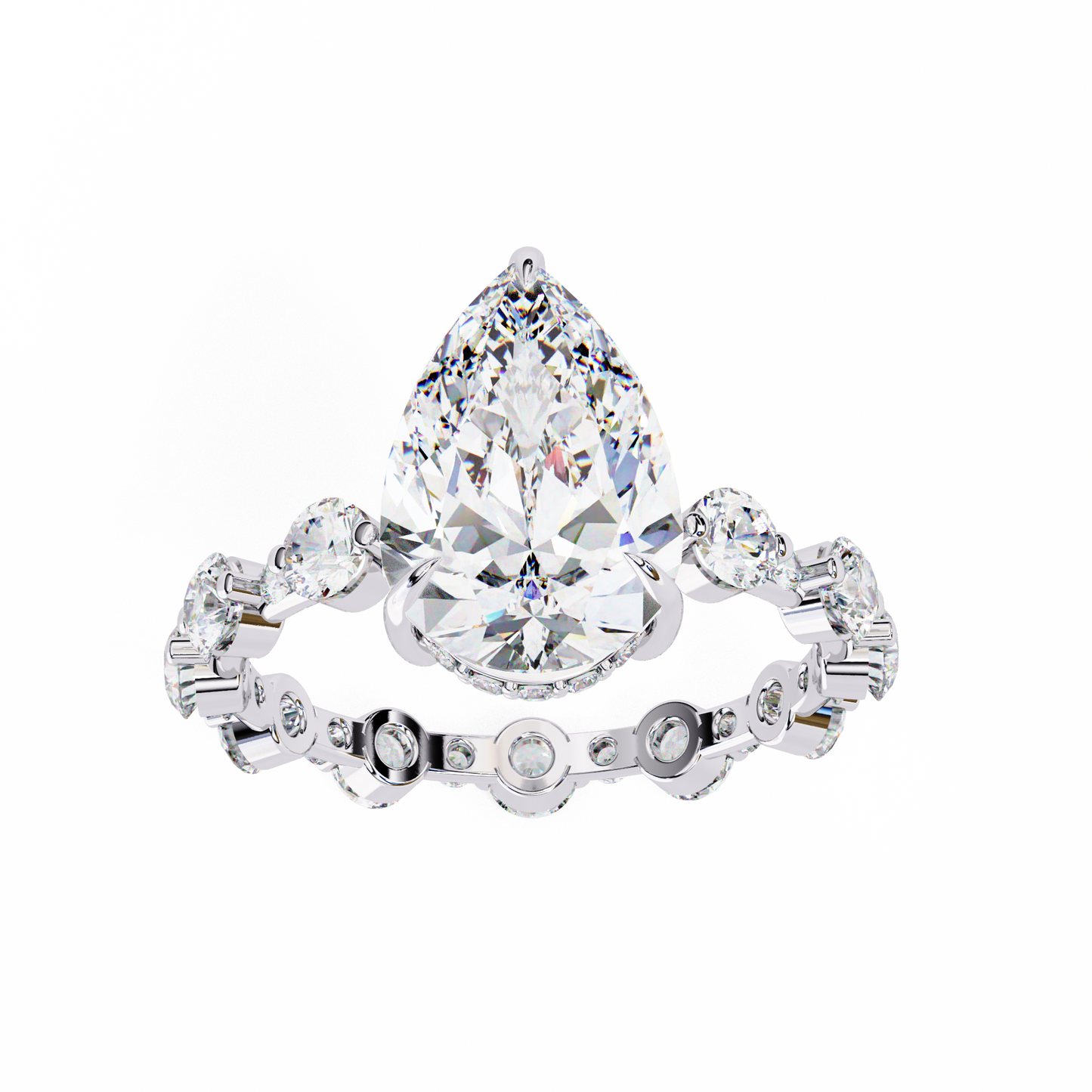 LGD Solitaire Ring Pear Stone (4.41ct) In 14K Gold