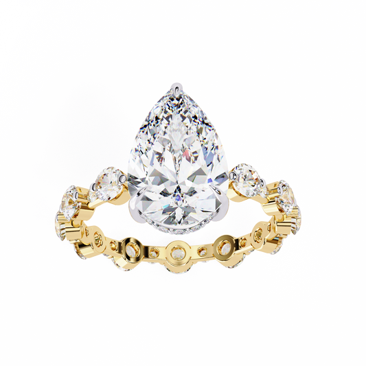 Lab Grown Diamond Solitaire Ring Pear Stone (4.41ct) In 14K Gold