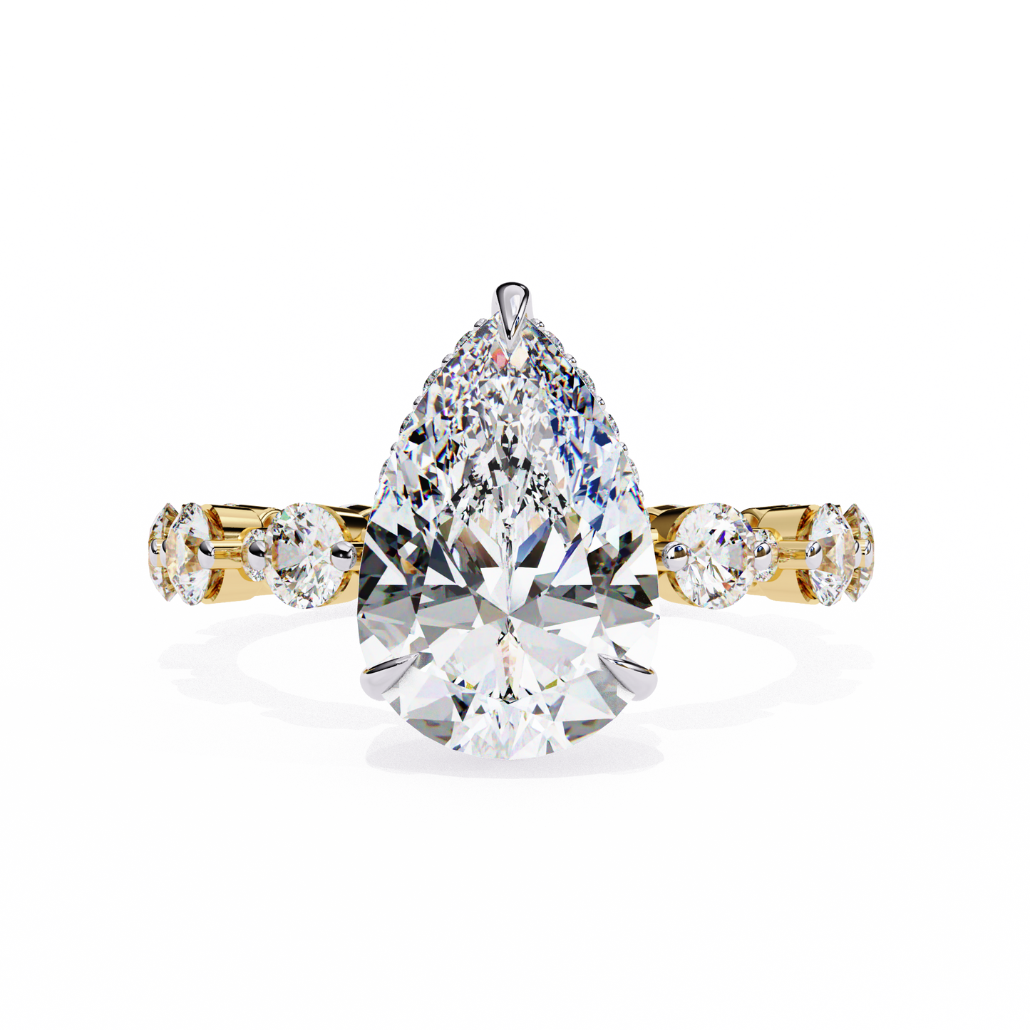 LGD Solitaire Ring Pear Stone (4.41ct) In 14K Gold