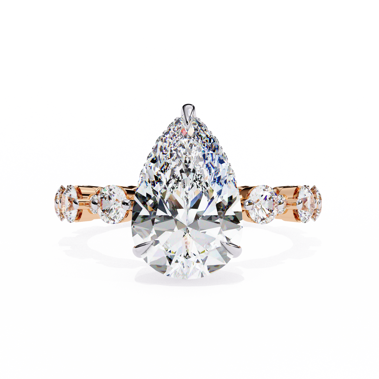 LGD Solitaire Ring Pear Stone (4.41ct) In 14K Gold