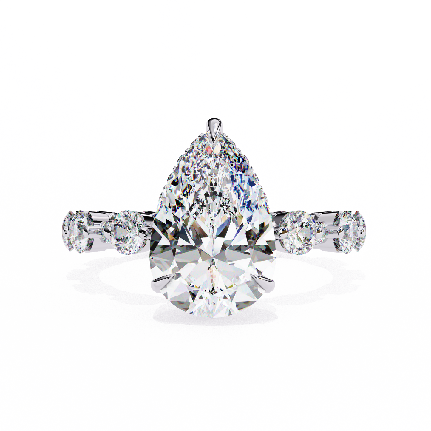 LGD Solitaire Ring Pear Stone (4.41ct) In 14K Gold