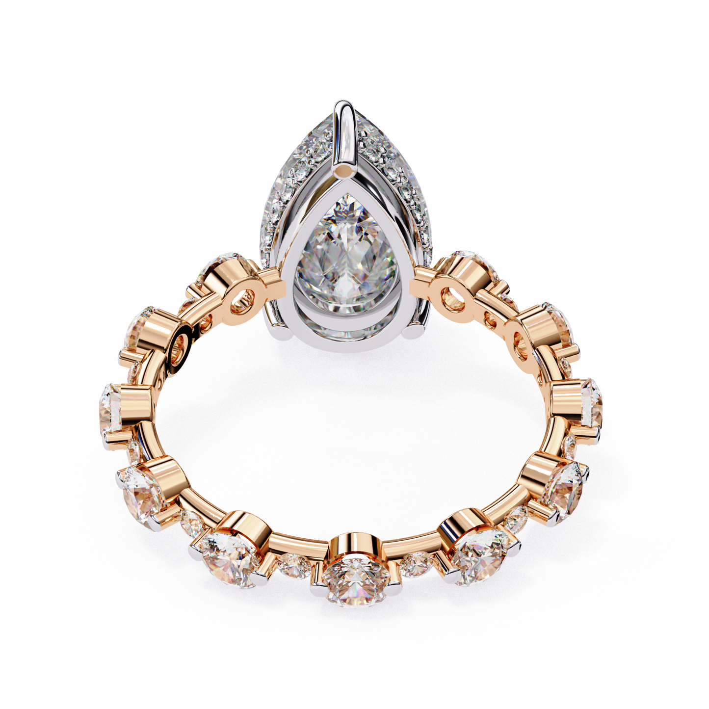 LGD Solitaire Ring Pear Stone (4.41ct) In 14K Gold