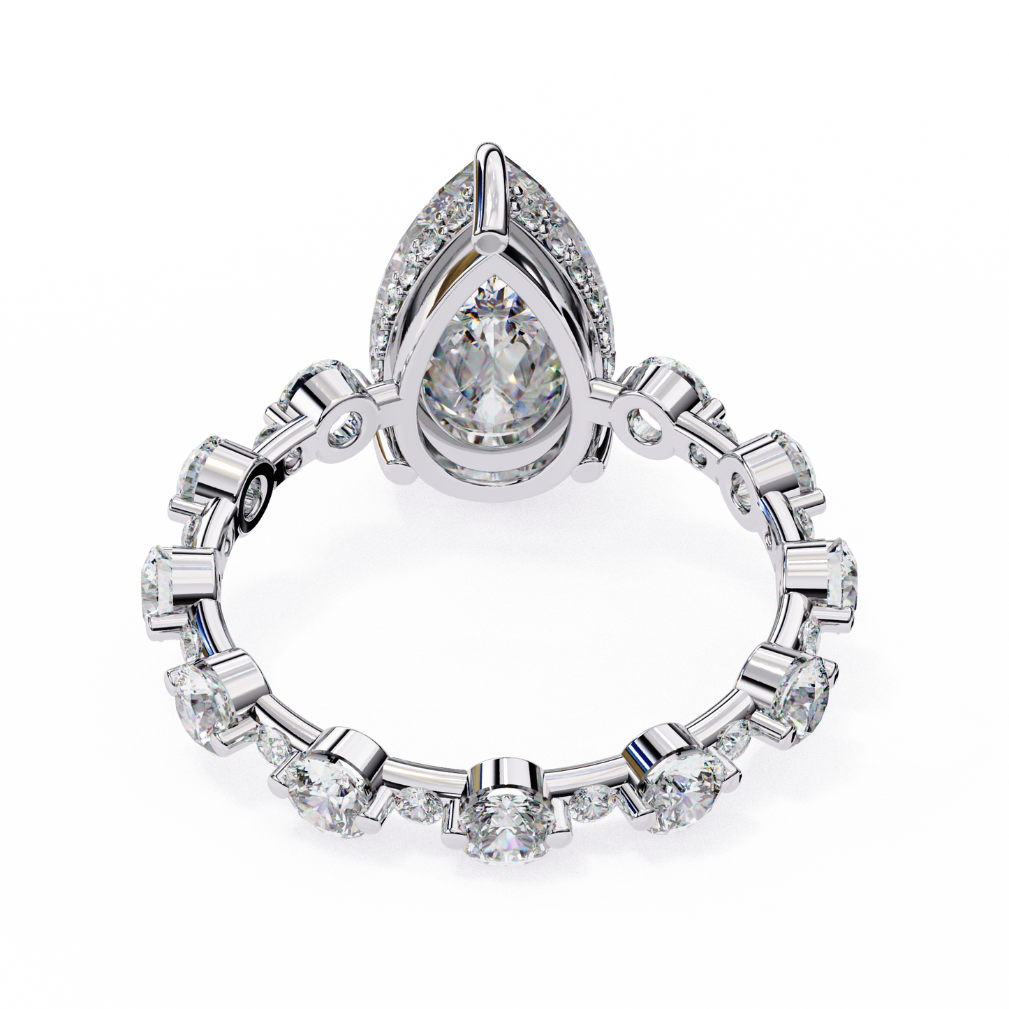 LGD Solitaire Ring Pear Stone (4.41ct) In 14K Gold
