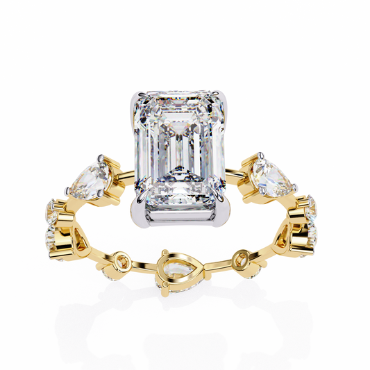 Lab Grown Diamond Solitaire Ring Radiant Stone (3.71ct) In 14K Gold