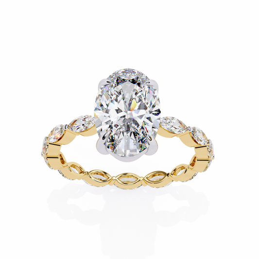 Lab Grown Diamond Solitaire Ring Oval Stone (3.34ct) In 14K Gold