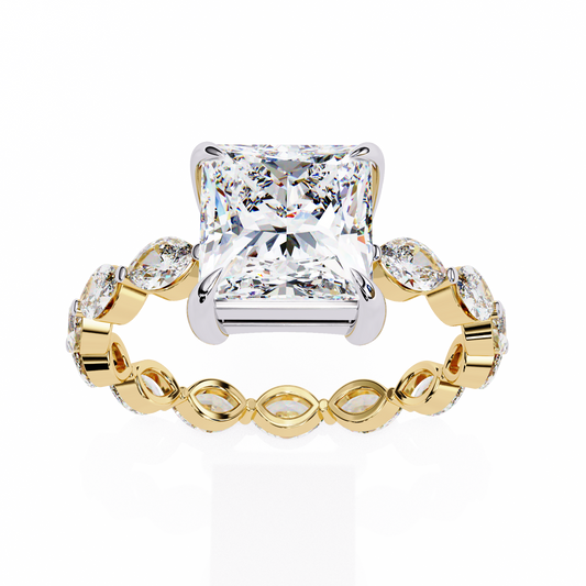 Lab Grown Diamond Solitaire Ring Princess Stone (3.55ct) In 14K Gold